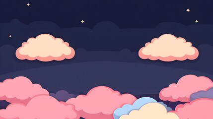 Obraz premium Pastel Pink Clouds Night Sky Background Illustration