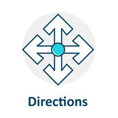Map Direction Icon, GPS Wayfinding Symbol, Travel Path Arrows, Navigation Pointer, Road Map Direction, Compass Direction Icon