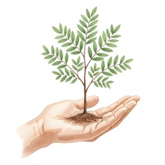 Hand tree growth hold create gentle care