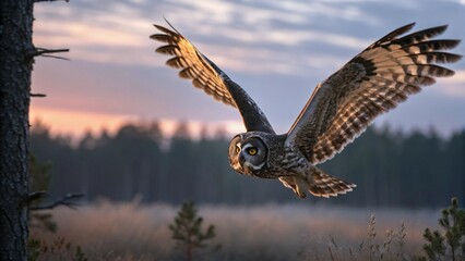 Fototapeta premium Red-tailed hawk soaring through the blue sky with widespread wings