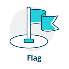 Map Flag Icon, Travel Point Marker, Route Pin Symbol, Goal Location, Destination Sign, Flag Navigation Vector, Route Marker Icon
