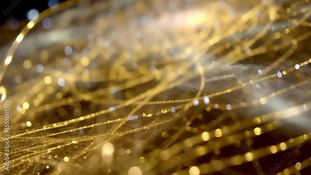 Poster abstract golden streams: a mesmerizing macro shot showcases a complex network of glowing, golden str