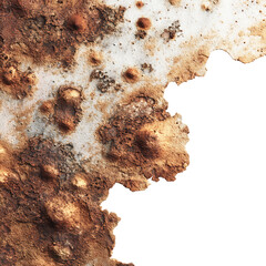 Rusty Metal Texture Grunge Background with Brown and White Patina white background against transparent Background