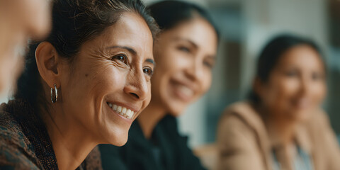Fototapeta premium group of laughing indigenous latin american mature women