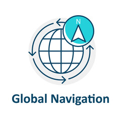 World Compass Icon, Global Navigation Tool, Earth Location Tracker, GPS World Icon, Worldwide Mapping Navigation Symbol