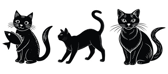 Halloween Style Black Cat with Pumpkin | Cute Spooky Cartoon Vector Illustration.

