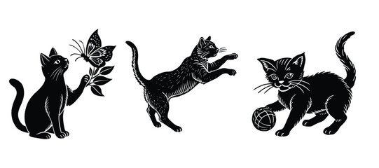 Cute Witch Cat with Pumpkin Under Moonlight Halloween Cartoon Vector Scene.