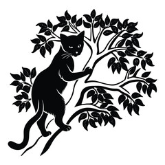 Spooky Black Cat Sitting on Pumpkin Halloween Night Illustration  Vector Art.

