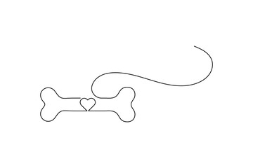 Dog Bone Icon Single Line Minimalist Art Vector Illustration