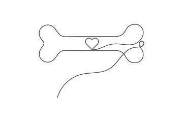Dog Bone Icon Single Line Minimalist Art Vector Illustration