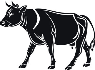 Obraz premium Cow Silhouette Vector Minimal Flat Farm Animal Design