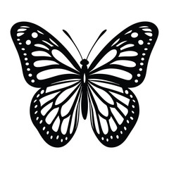 Elegant single monarch butterfly silhouette a classic insect design with intricate wing patterns and a distinctive shape
