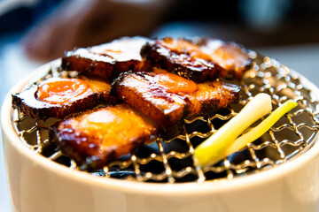 Salted egg yolk in barbecued pork