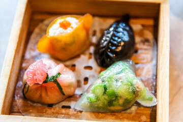 Delicate Chinese dim sum in the restaurant