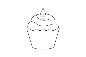 Cupcake with candle and flame dessert sweet