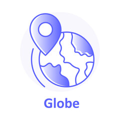 Global GPS Pin, Map of the World Icon, Earth Tracking Symbol, Planet Location Marker, World Navigation Vector