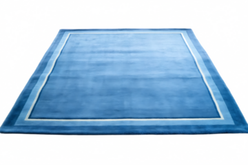   plain light blue rectangular rug isolated on white background PNG , AI GENERATED