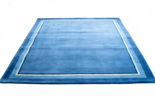   plain light blue rectangular rug isolated on white background PNG , AI GENERATED