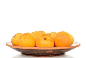 Sweet organic apricots isolated on white background, close-up.