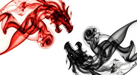 Red and Black Smoke Dragons