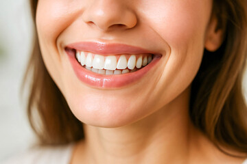 Obraz premium Close-up of Happy Woman's Smiling Mouth with Perfect White Teeth