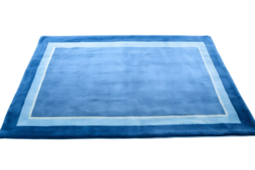   plain light blue rectangular rug isolated on white background PNG , AI GENERATED