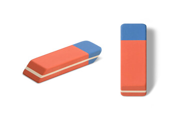 Ink and pencil rubber eraser isolated on a transparent background, PNG. High resolution.