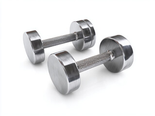 
Chrome Dumbbells on White Background