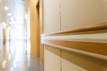 Blur background of empty ward corridor in the hospital