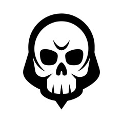 Dark gothic skull vector art for spooky and vintage tattoo design with white background