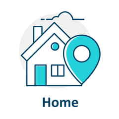 GPS Home Icon, House Locator, Real Estate Navigation, Home Tracking Pin, Address Location Icon, House on Map, Home Finder Symbol