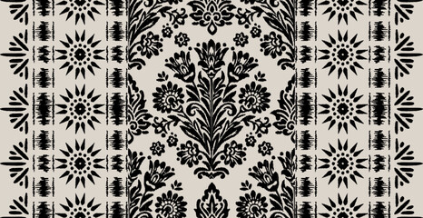 Motifs Ikat floral paisley embroidery background.geometric ethnic oriental pattern traditional.Aztec style abstract vector illustration.design for texture,fabric,clothing,wrapping,decoration