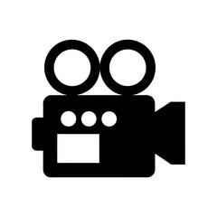 Classic movie camera icon illustration for vintage video and film design with white background