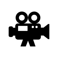 Antique film camera icon vector for vintage movie and film equipment with white background