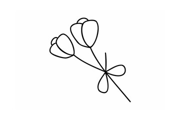 Delicate floral stems with buds and ribbon flower