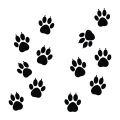 Fototapeta premium Repeating animal paw print trail in snow a distinctive silhouette illustration for nature and wildlife themes
