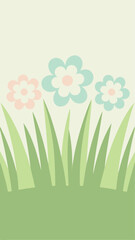 Obraz premium Springtime meadow illustration with flowers and grasses on a white background