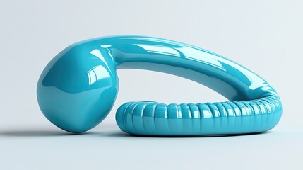 3D phone receiver icon with shadow on white background, concept for communication, contact, and call support services