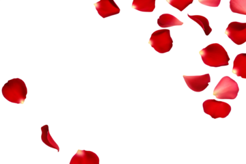   rose petals flying isolated on white background PNG , AI GENERATED