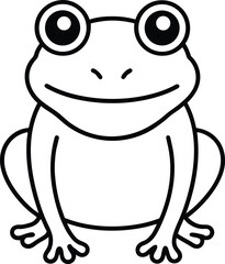 Adorable Cartoon Frog Illustration Simple Line Art Design