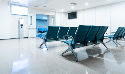 Empty waiting room in the modern new hospital