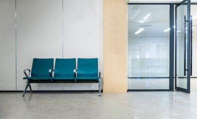 Chairs in the modern hospital hallway