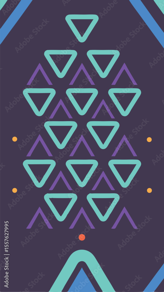 Poster abstract geometric design with repeating triangles and dots seamlessly on transparency
