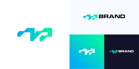 Modern abstract letter NP or PN with geometric flowing wave style, Logo icon design vector illustration element, Symbol initial alphabet N integrated with P for band identity and business company