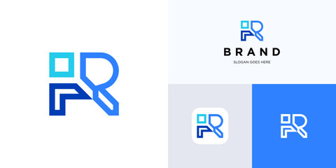 Modern letter R with monoline style concept, Logo icon design vector illustration element, Symbol initial alphabet sign with monogram geometric line art for brand identity and business company