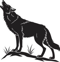 howling wolf silhouette standing on rock wild nature animal art