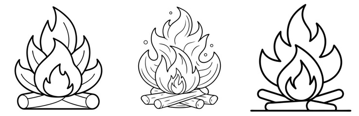 Obraz premium Burning Wood Coloring Book Page - Line Art Outline Illustration