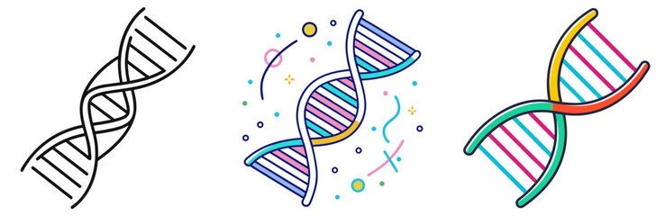 DNA Coloring Book Page - Line Art Outline Design