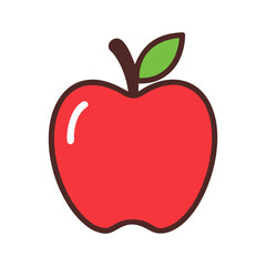 Simple Line Art Illustration of a Red Apple