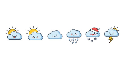 Charming Weather Forecast Icons Illustrating Diverse Atmospheric Conditions